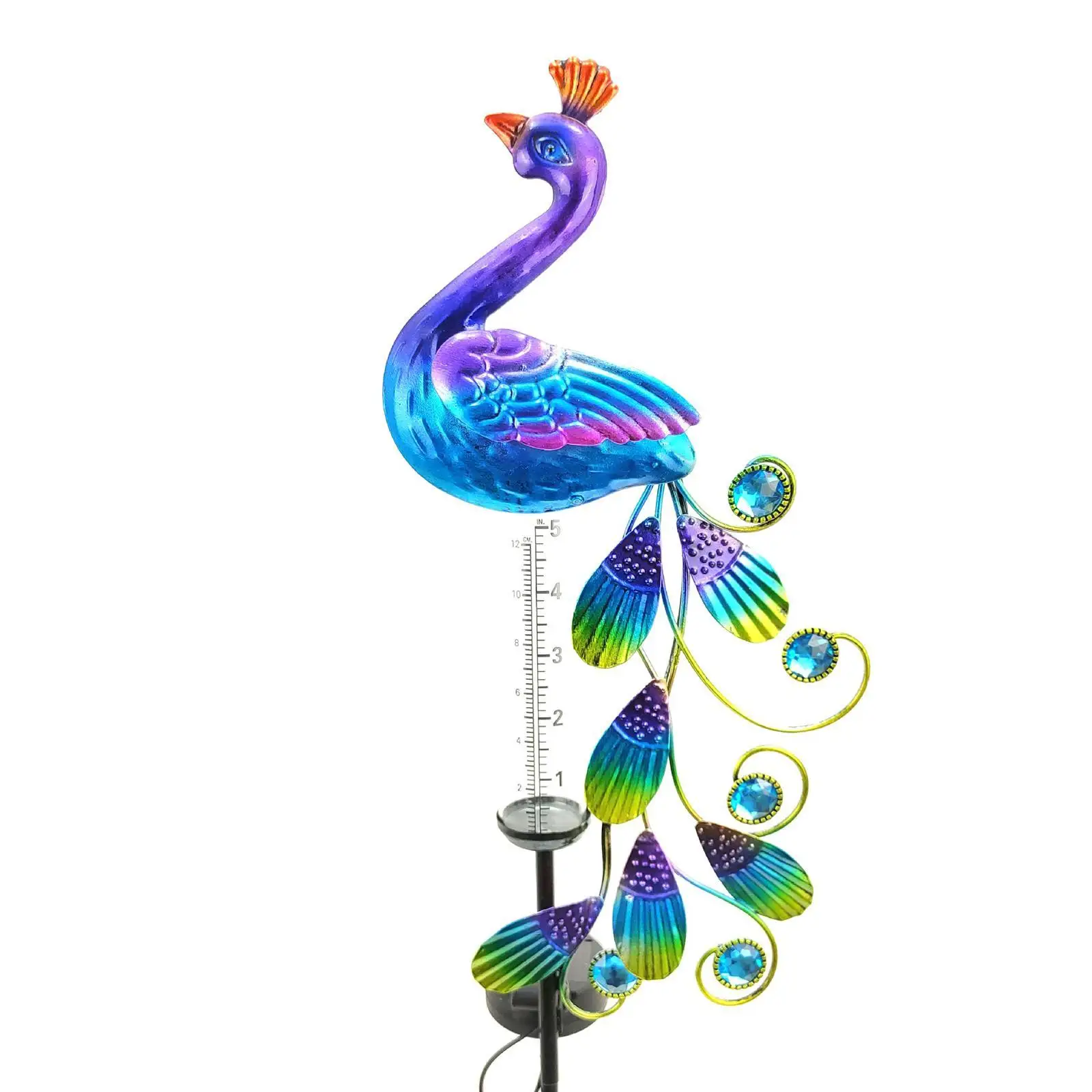 

Solar Powered Peacock Light With Rain Gauge Lawn Lamp Vintage Solar Powered Peacock Shape Greensward Lamp For Decoration