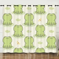 cartoon frog blackout window curtain 3d print 12 panels green animals one piecesfolio for bedroom living room window drapes