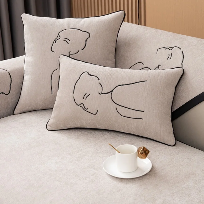 Роскошный коврик для дивана из синели чехол гостиной угловая L-образная подушка