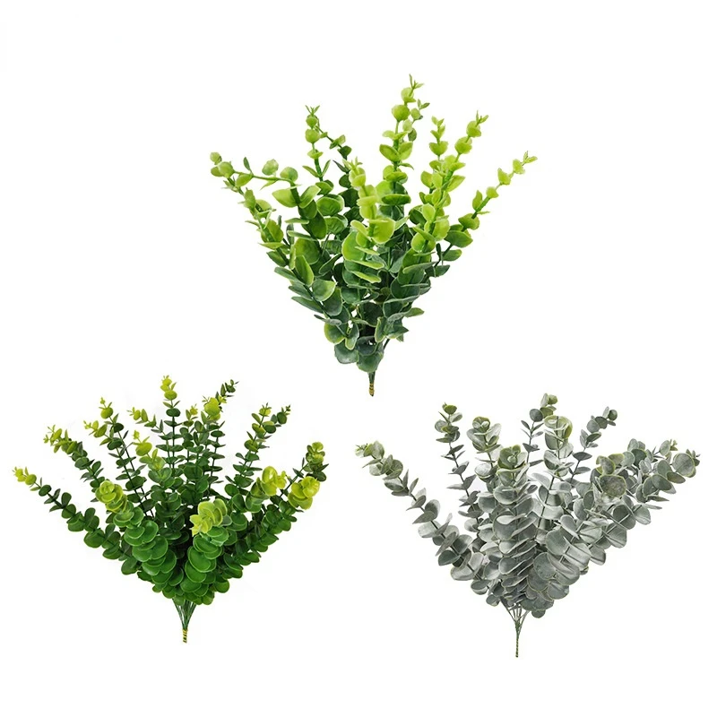 

5PCS Artificial Encryption Green Leaf Eucalyptus Money Leaf Plastic Flower Wedding Flower Arrangement Home Decoration Fake Plant