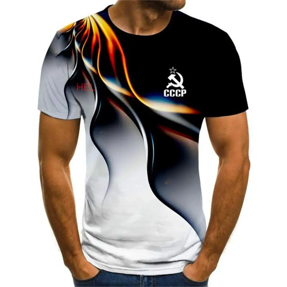 

Summer CCCP Russia Soviet Moscow new men's short-sleeved T-shirt O-neck shirt