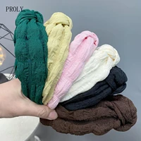 proly new fashion women hairband casual pleated headband center knot soft turban adult spring summer hair accessories wholesale