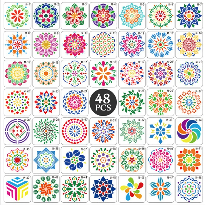 

24PCS Mandala Painting Stencils DIY Drawing Scrapbook Tiles Fabric Art Template