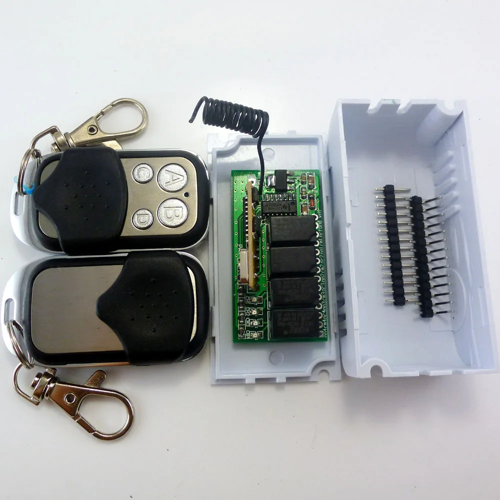 DC 5V 12V 433M RC RF 4CH Wireless Decoder Relay Board+2 Pcs EV1527 Remote Control For Arduino MEGA2560 raspberry pi breadboard