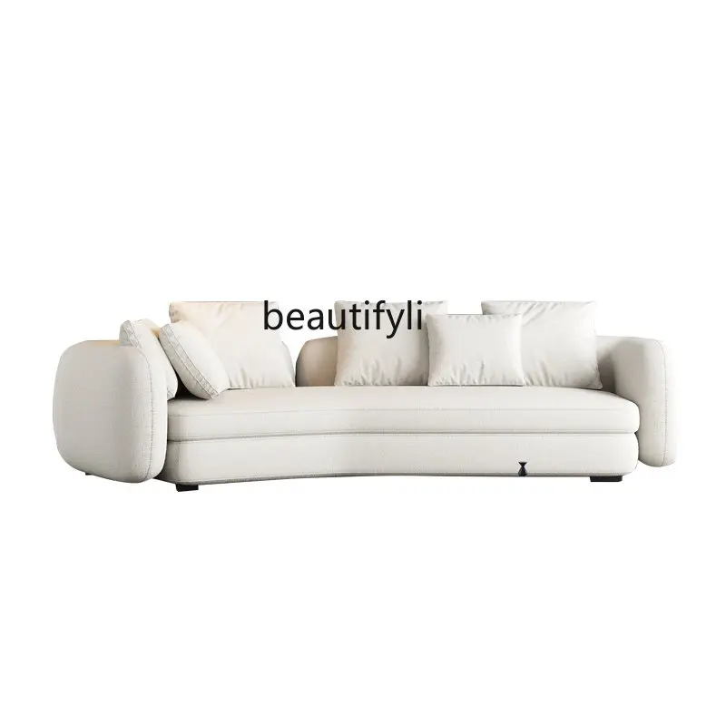 

lt Italian Minimalist Curved Fabric Sofa Living Room Simple Modern Small Apartment Sofa Combination Special-Shaped Sofa