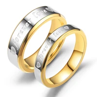 romantic forever love letter rings for lovers wedding bands engagement stainless steel ring for women and men jewelry