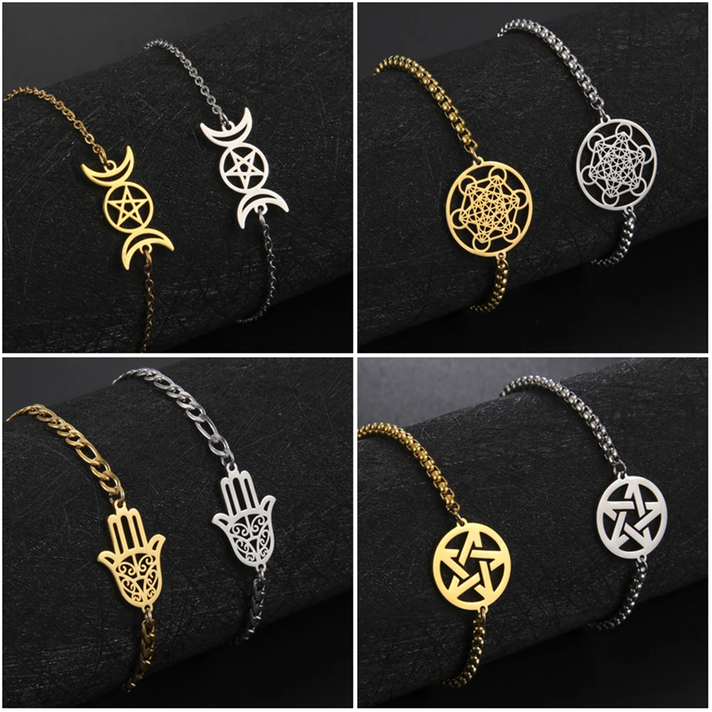 Teamer Винтажный женский браслет из нержавеющей стали подвеска коробка звено