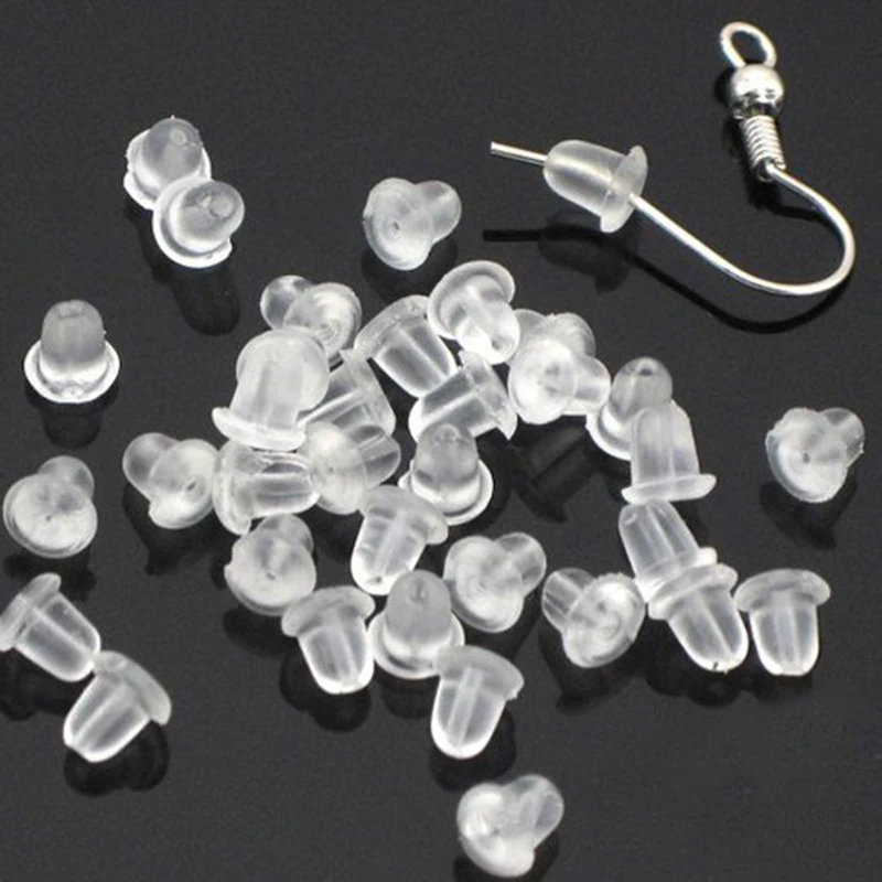 

100pcs/lot Earrings Jewelry Accessories Bullet Plastic Ear Plugging Blocked Earring Back