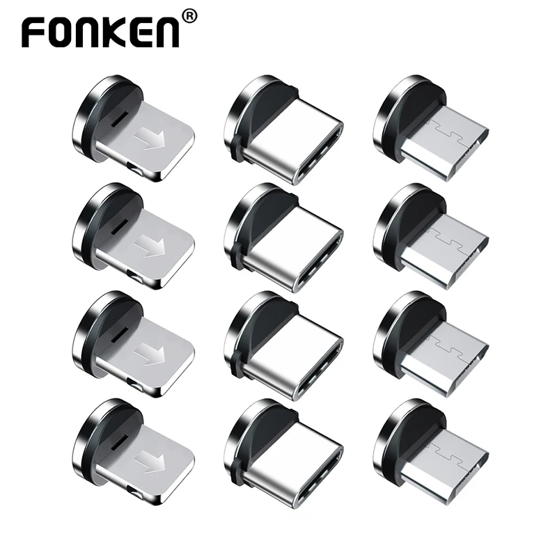 5pcs Magnetic Tips Charging Cable Adapter Replacement Parts for Mobile Phone Easy Operate Durable 360 Degree Rotation Converter