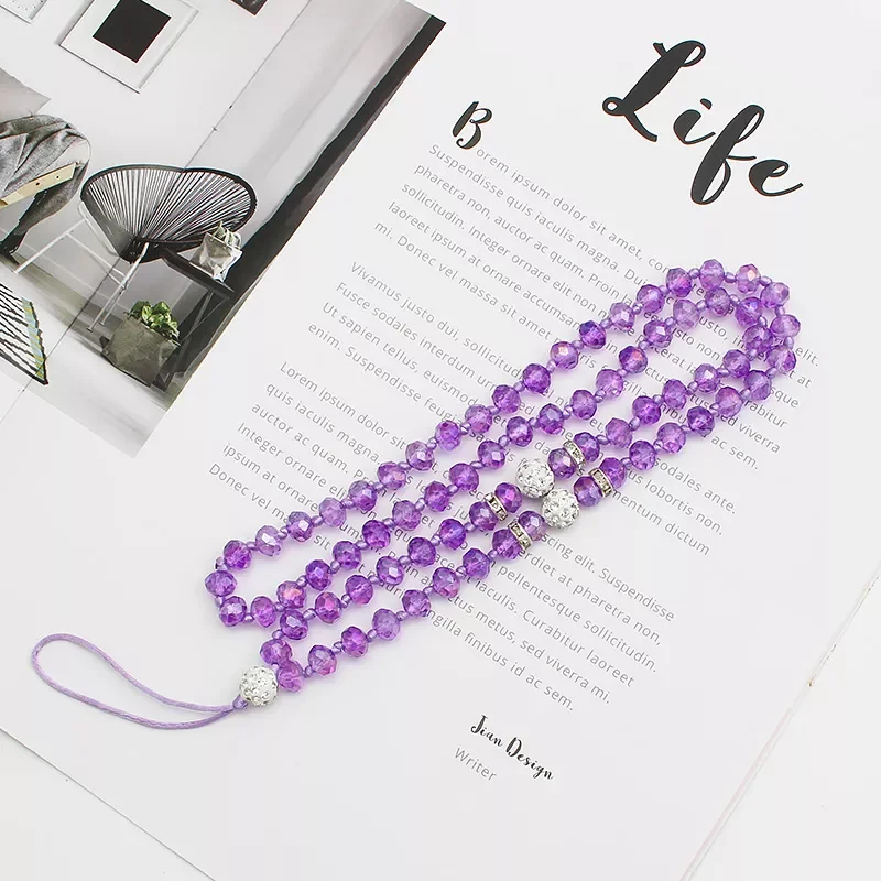 

Mobile Phone Lanyard Hanging Neck Hanging Chain Pendant Crystal Beads Hand Made Anti-lost Rope for IPhone ID Card Key Straps
