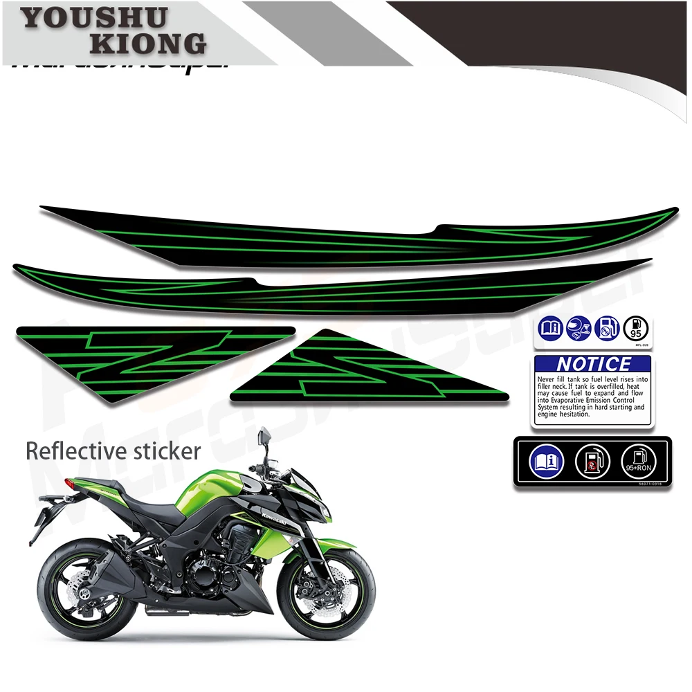 

Motorcycle For Kawasaki Z1000 Z 1000 2011 2012 2013 Sticker Fairing Kit Decorative Protector Reflective sticker car sticker