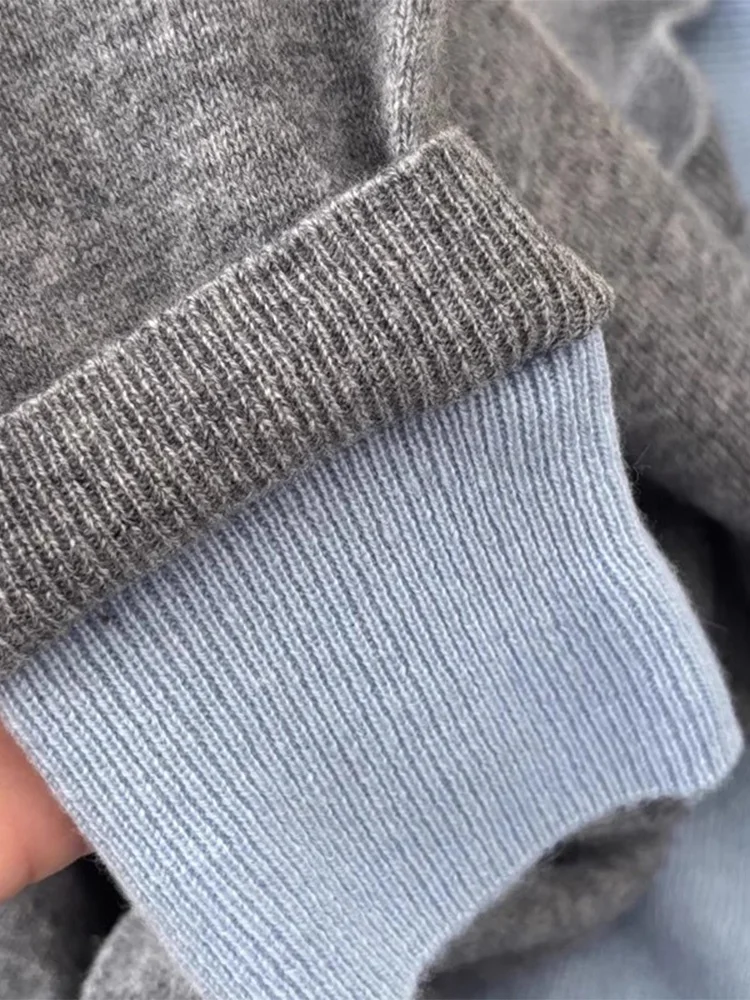 Корейская серия шикарный высококачественный Контрастный ЦВЕТНОЙ свитер верхняя