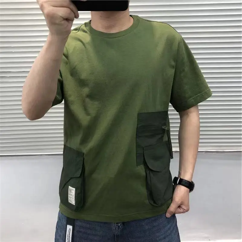 

Мужская Повседневная футболка с круглым вырезом, Новинка лета 2022, Молодежный Свободный пуловер в Корейском стиле, универсальный топ для инс...