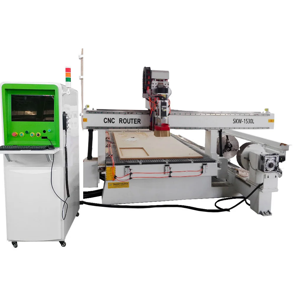 

4 AXIS 1325 1530 linear 3d auto tool change rotary plywood cutting kitchen cabinet door marking carving ATC CNC router machine