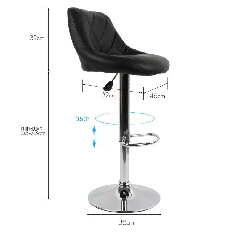 Two Colors 2pcs Adjustable Bar Chairs High Type with Disk Armrest Square Backrest Button Design Bar Stools images - 6