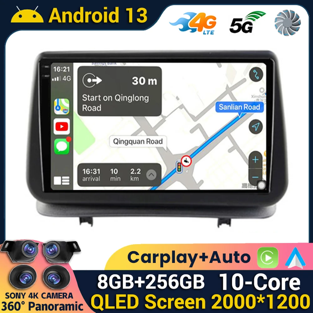 Автомобильная камера Carplay 360 на Android 13 для Renault Clio 3 CLIO 2005 - 2014 4G + WIFI автомобильное
