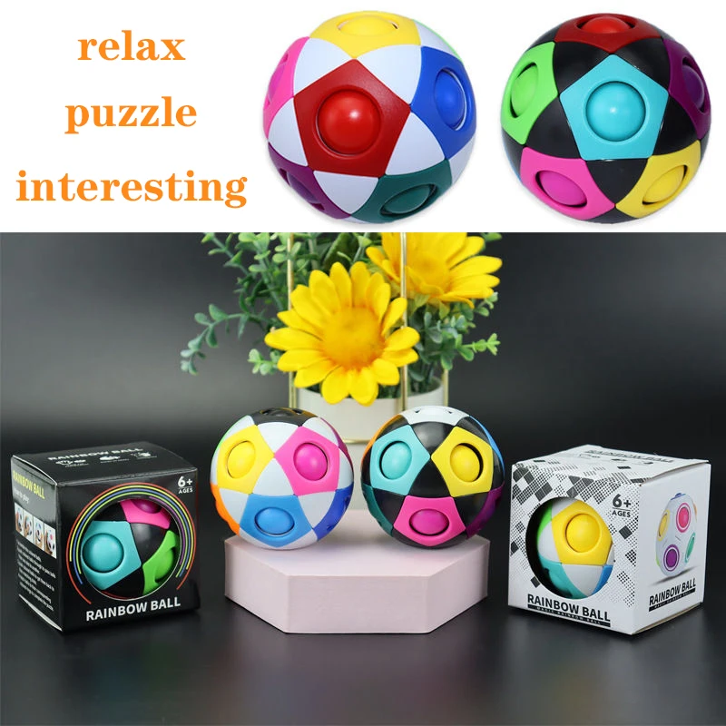 12 Hole Puzzle Magic Ball Antistress Fidget Toys Rainbow Ball Magic Cube  Puzzle Magic Rainbow Ball Fun