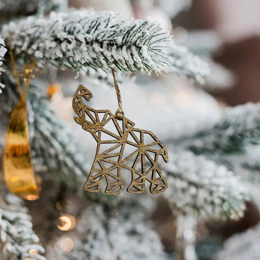 

Rustic Wood Ornaments Festive Elephant Wooden Ornaments Cute Design Smooth Surface Diy Gift for Christmas Tree Decoration