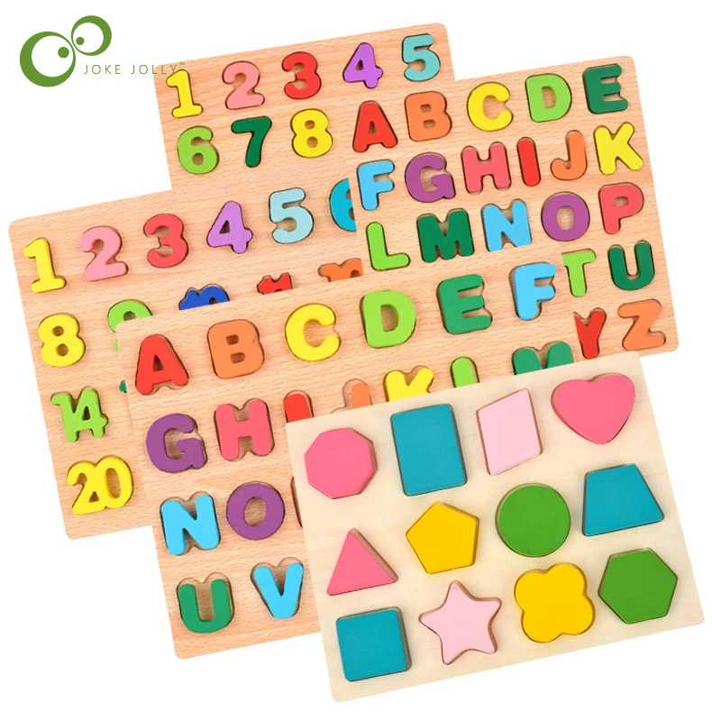 Деревянная доска с красочными цифрами алфавита 3D пазл для детей Ранняя