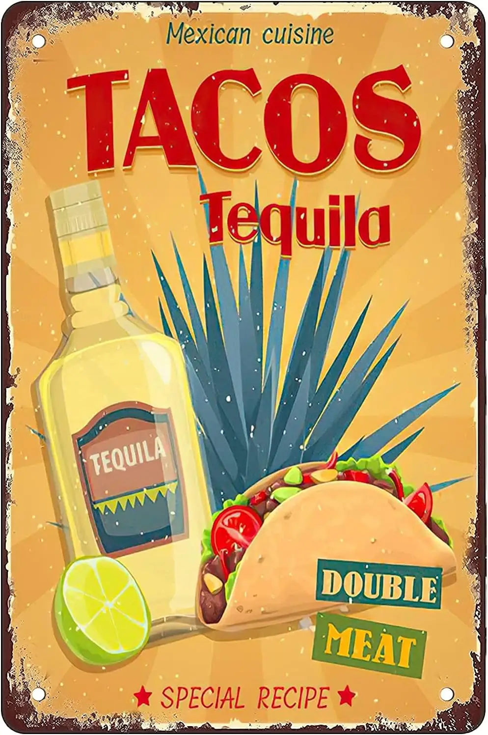 Mexcn Cusne Tcos nd Tequl Забавная новинка Metl Sgn Ретро Wll Декор для дома Gte Grden Brs Resturnts Cfes Office