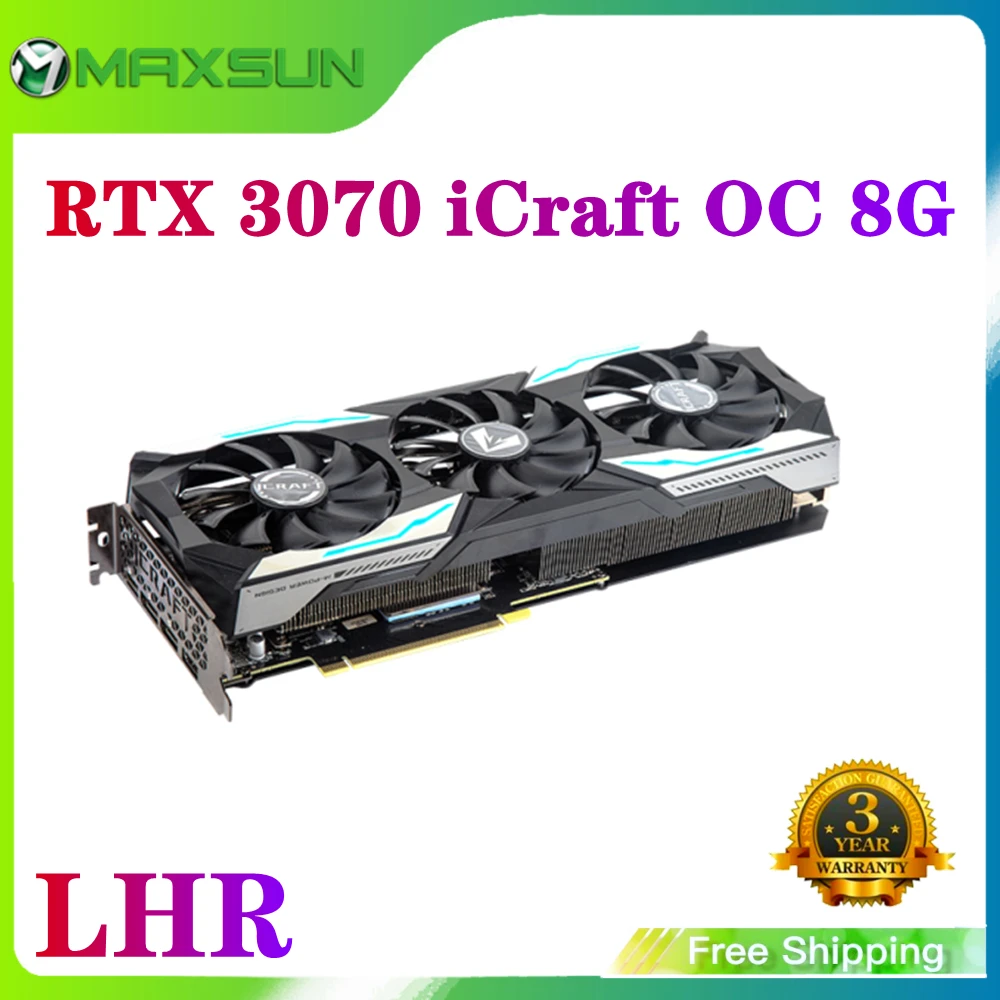 

Видеокарта MAXSUN RTX 3070 iCraft OC 8 Гб GDDR6 GPU NVIDIA для ПК 4,0 бит PCI Express X16 RGB игровые видеокарты, Новинка