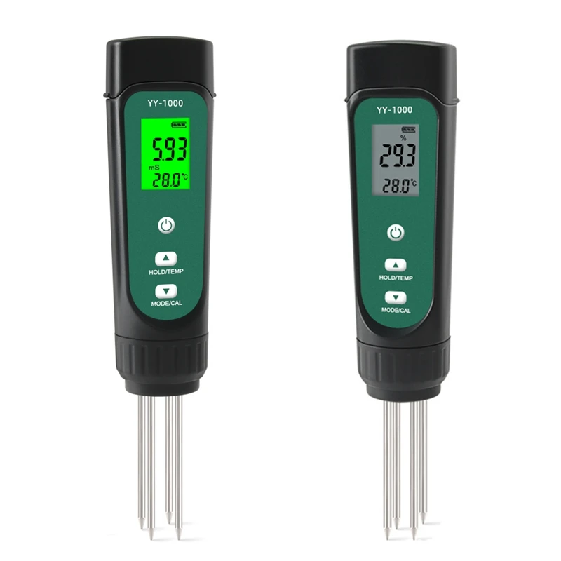

3 In 1 Digital Soil EC Moisture Temperature Meter Humidity Tester LED Display Remove Probes Test Analyzer