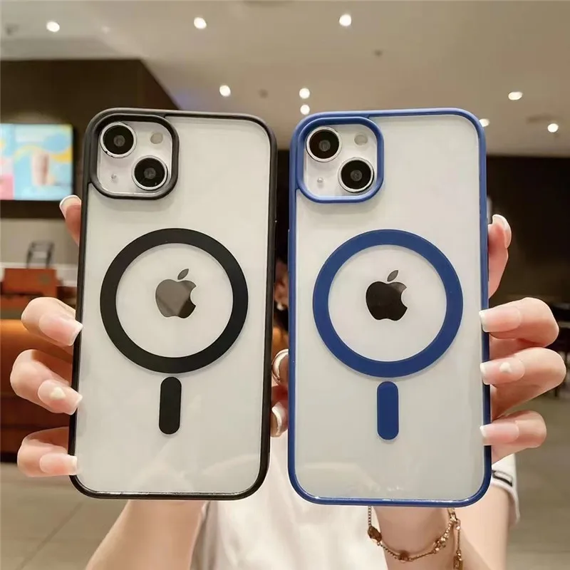 

2022 New Magnetic Wireless Charging Matte Transparent Acrylic Hard Phone Case For iPhone 13 12 11 Pro Max Mini Cover