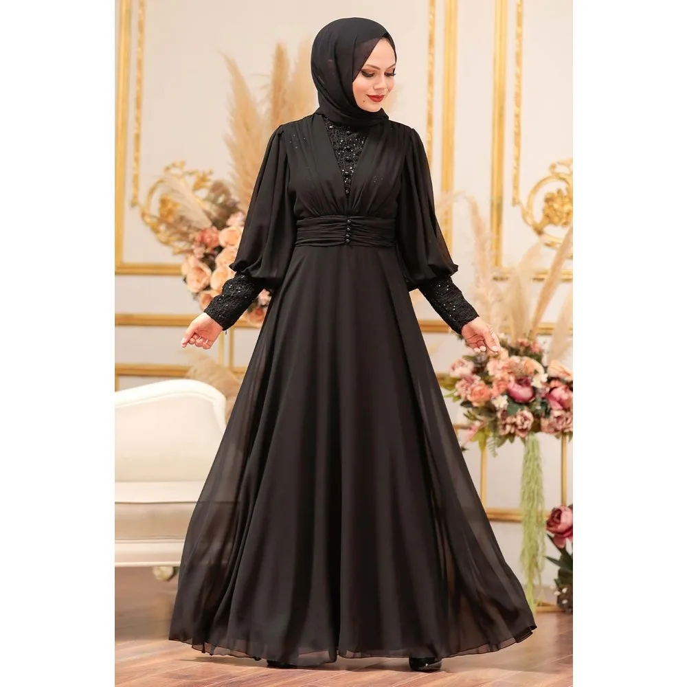

Вечерние платья Dorlie Hijab с блестками, бордовое вечернее платье-хиджаб с блестками, 25810BR