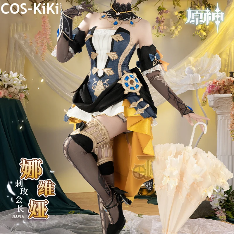 

COS-KiKi Genshin Impact Navia Game Suit Elegant Sexy Dress Uniform Cosplay Costume Halloween Party Role Play Outfit Women