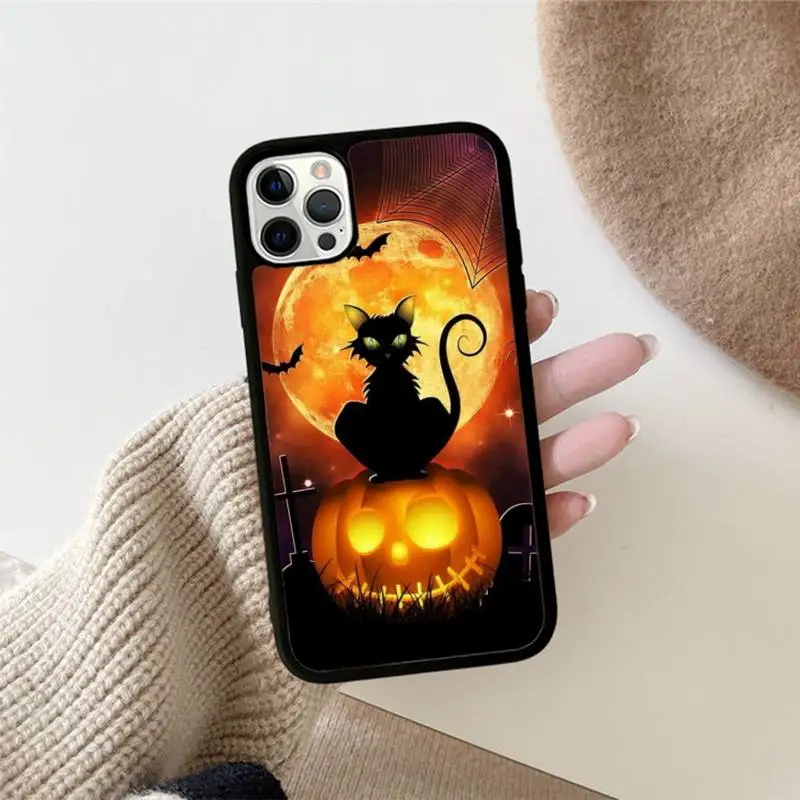 Halloween Pumpkin Phone Case Silicone PC+TPU Case for iPhone 11 12 13 Pro Max 8 7 6 Plus X SE XR Hard Fundas