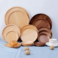 1pc beech plates wooden tableware high quality black walnut tray disc dim sum plate wooden beech sushi plate fruit snack plate