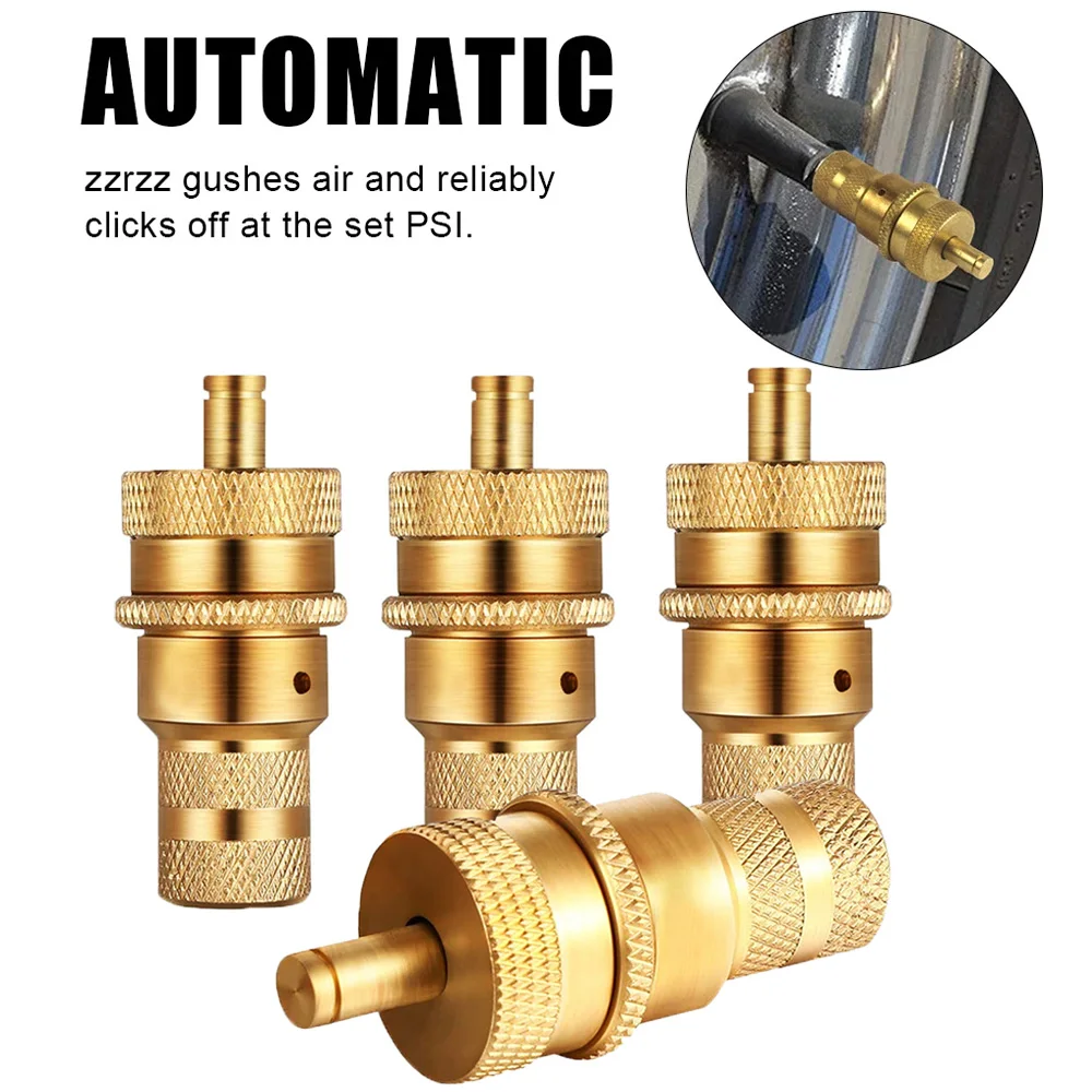 

4pcs Offroad Brass Tire Deflators Kit Universal Automatic 6-30psi Tyre Tire Pressure Relief Valve Deflators Bleeder Valve Set