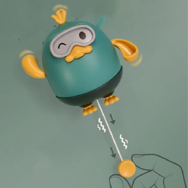 

Summer Bathroom Swim Duckling Bath Baby Toy Single Children Bath And Splashing Toy Pull String Water Swing Duckling