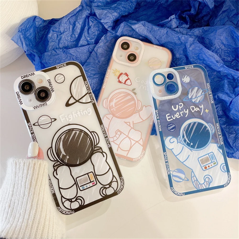 

Ins New Angel Eye SPACE Astronaut Protective Case Apple 14iphone13 12XR max Transparent Fashion Phone Soft Shell