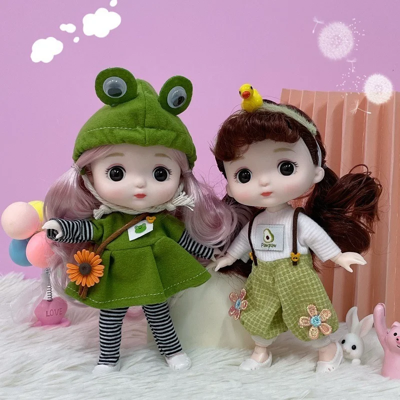 17 см 13 съемных шарниров Макияж большой головы кукла 1/8 BJD с одеждой маленькая