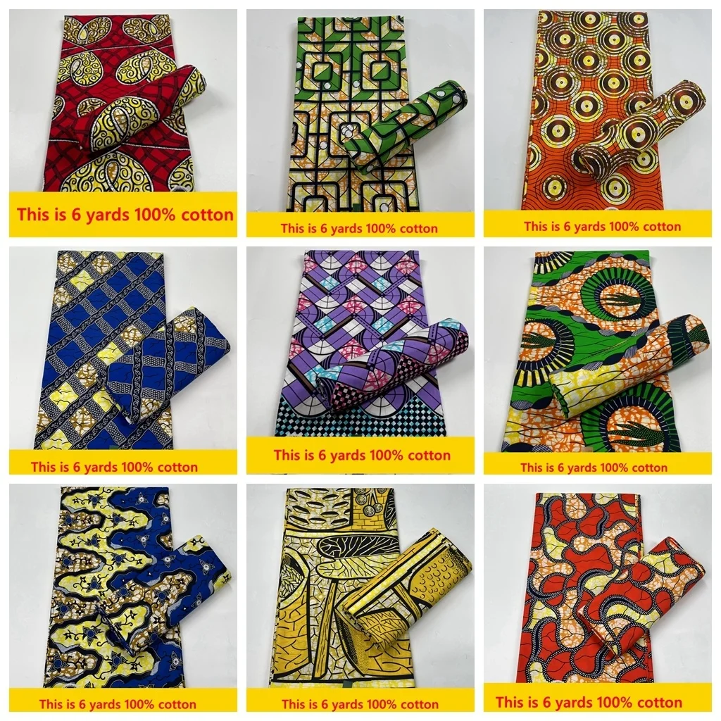 

2022 African Wax Fabric Lastest Prints Cotton Material High Quality Pagne Original Real Ankara Printed For Sewing Wedding Dress