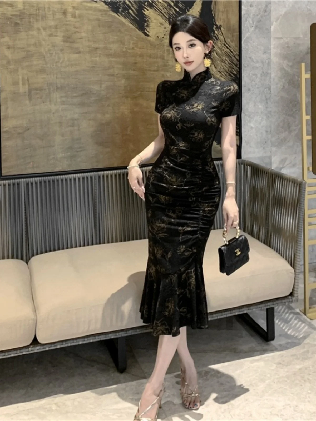 Miss Dai: элегантное светское платье в стиле ретро с улучшенным жаккардовым