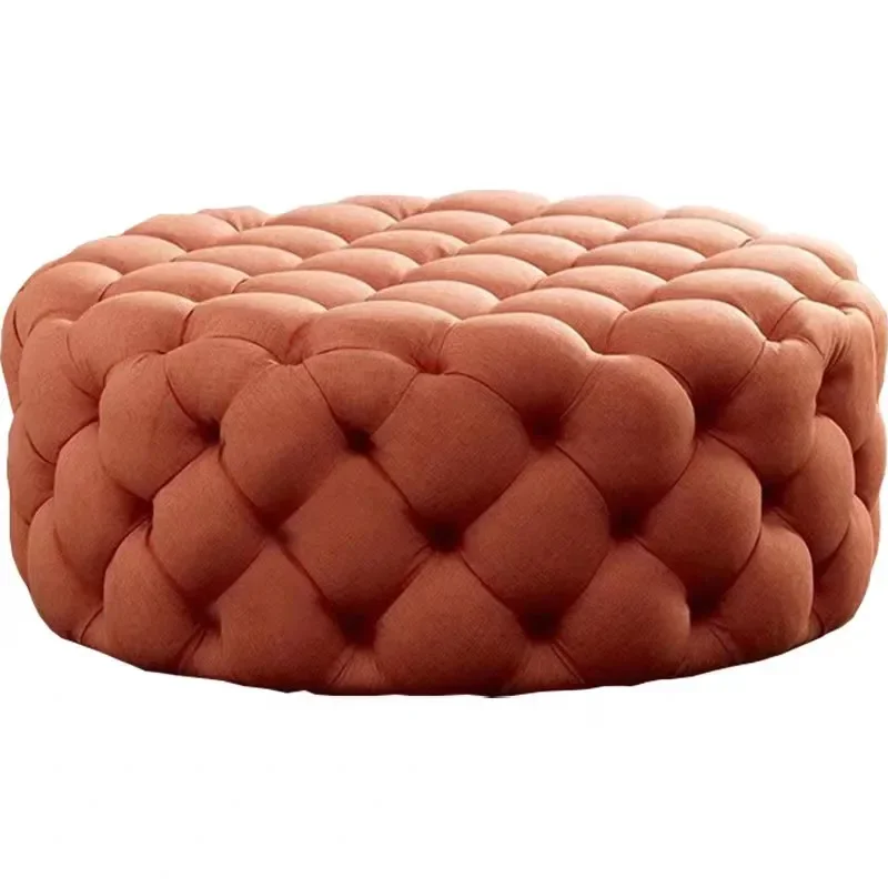 Синий бархатный табурет для спальни круглый модный современный компактный диван