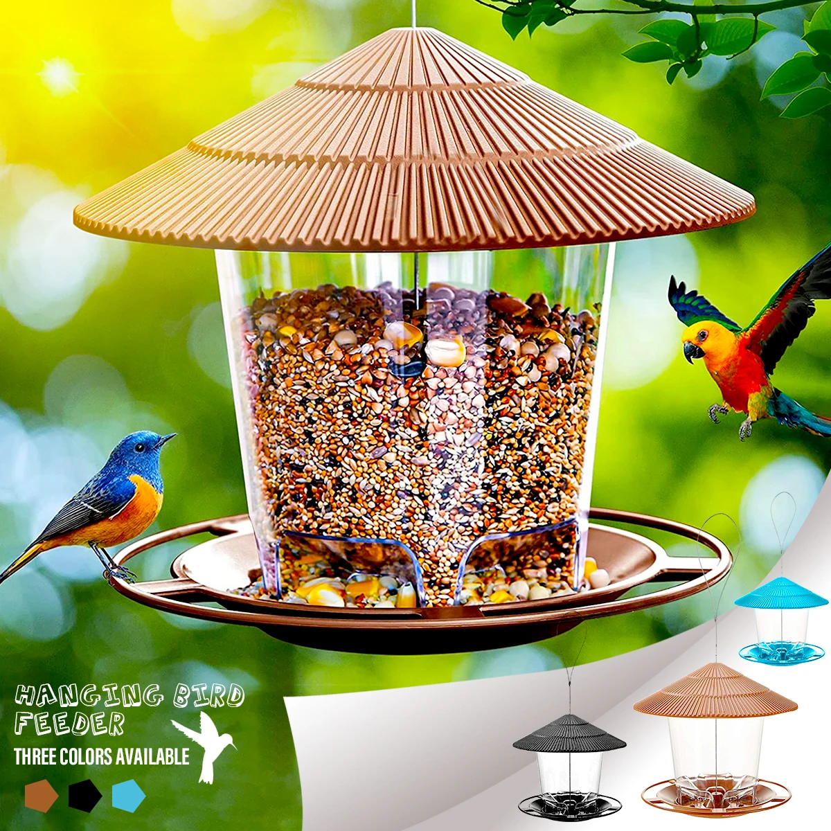 With Round Shaped Roof Waterproof Squirrel Proof Bird Feeder