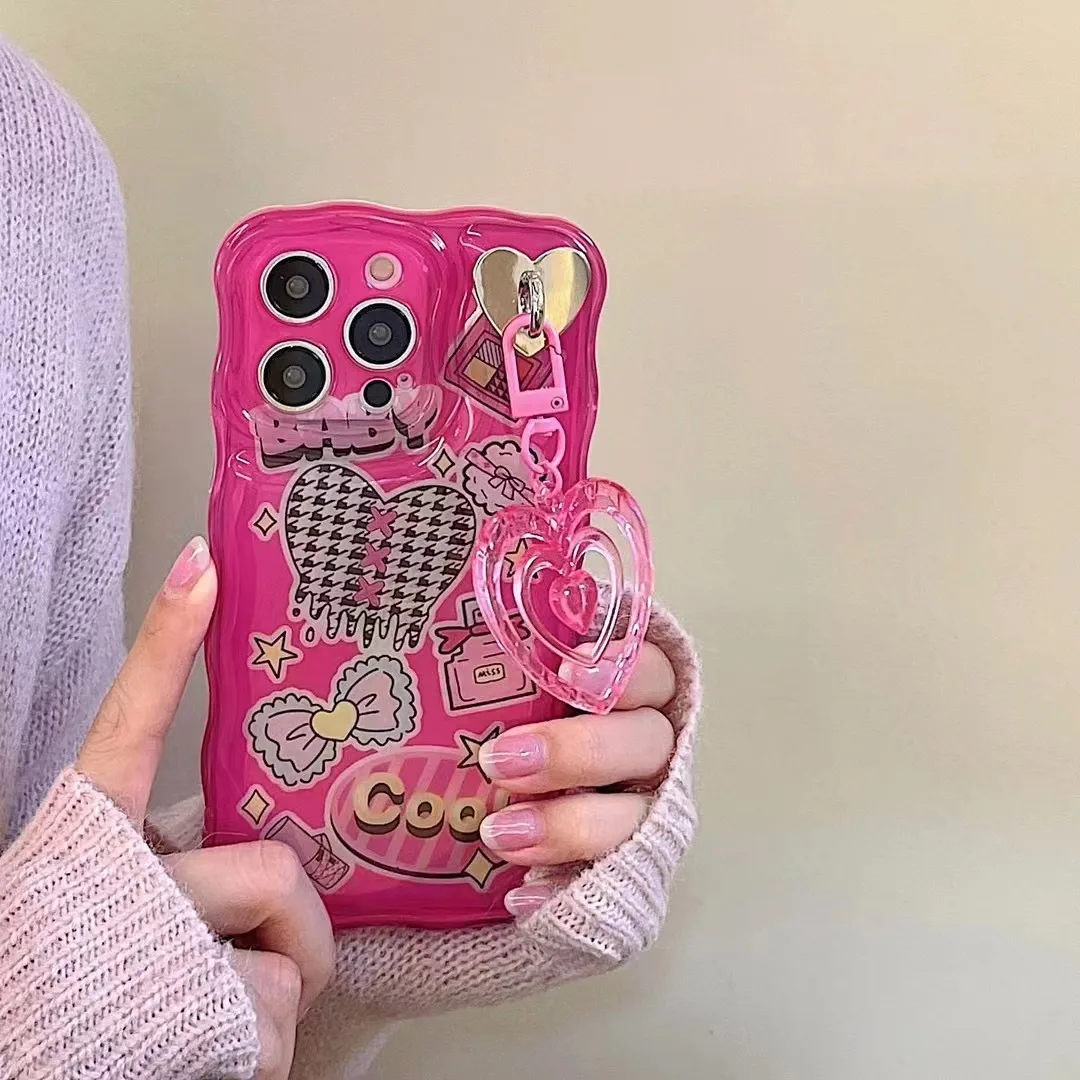 

Dozcell Cool Lovely Bottle Pink Love Heart Pendant Soft Phone Case For IPhone 12 13 11 14 Pro Max 11 12 13 14plus Back Cover