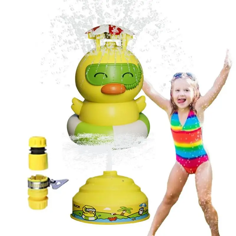 

360 Degree Rotation Sprinkler Water Spray Outdoor Toy Backyard Cute Duck Water Toys Summer Yard Cartoon Splash Sprinkler