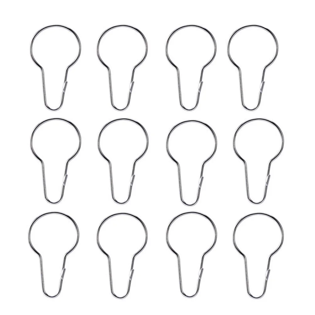 

20 Pcs Shower Curtain Hooks Black Metal Ring Hooks Gourd Button Curtain Rings Clips Curtain Clips