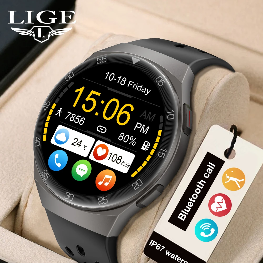 

LIGE New Fashion Smart Watch Men Bluetooth Call Blood Pressure Health Monitoring Sports Bracelet Waterproof Men Smartwatch Women