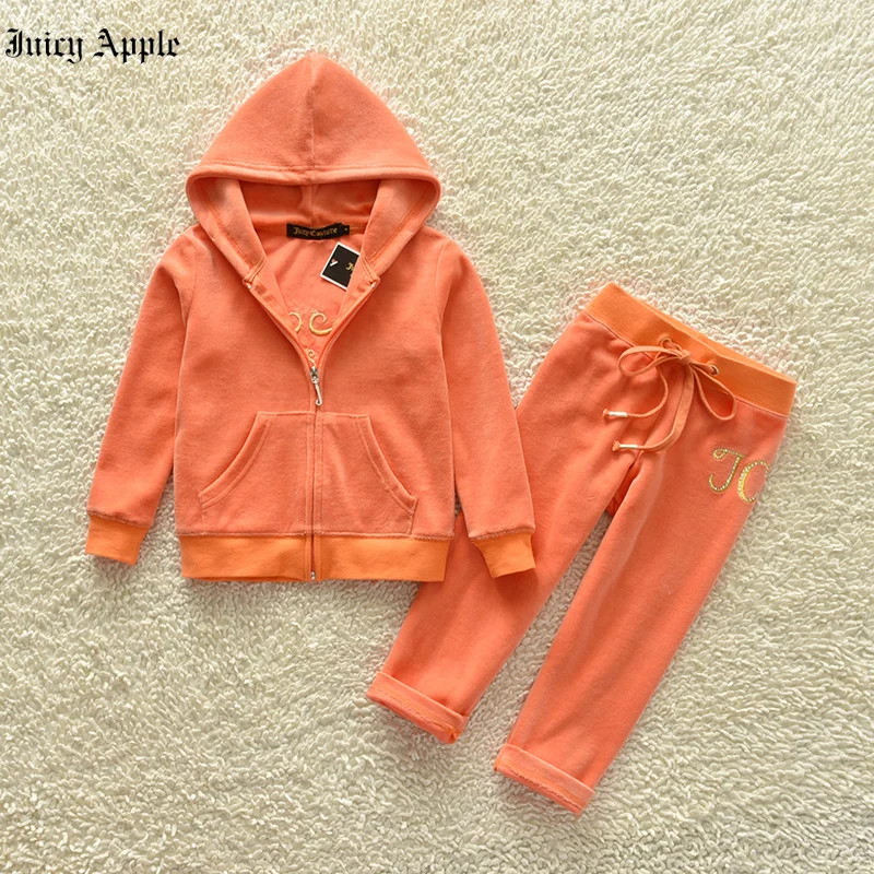Juicy Apple Tracksuit Hoodie Women Fashion Girl Coat Oversized Hoody + Pant Casual Child Sports Suit Fashion Kids Clothes Set enlarge