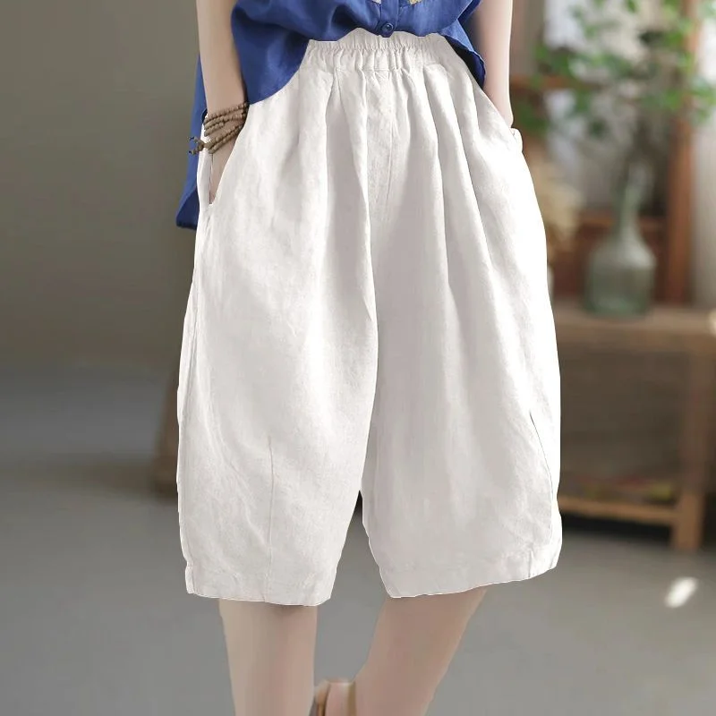 WTEMPO Cotton Shorts Women StreetWear Wide Leg Pants Fashion Capris Versatile Casual Pants Y2k Female Shorts
