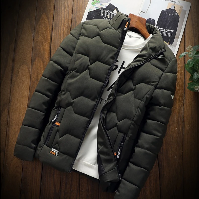 Men's Solid Color Striped Fashion Lapel Plus Velvet Cotton Coat Winter Jacket Men Men Clothing Winter Coat Man Winter Jacket