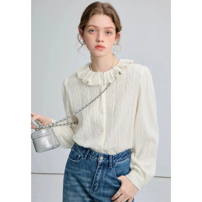 

Женская одежда, рубашка, Весенняя белая рубашка, модная свободная винтажная Женская шикарная Удобная Повседневная Блузка с длинным рукавом...