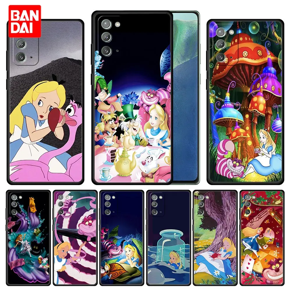 

Alice In Wonderland Cat Case for Samsung Galaxy Note 20 10 9 8 S21 S20 FE Plus Ultra Lite 4G 5G Soft Phone Black Cover Silicone