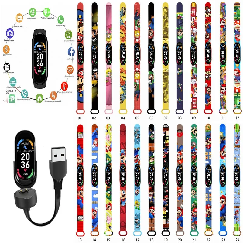 

Pokemon Super Mary Smart Sports Watch Electronic Heart Rate Pressure Blood Pedometer Rechargeable Music Sleep Monitoring Toys
