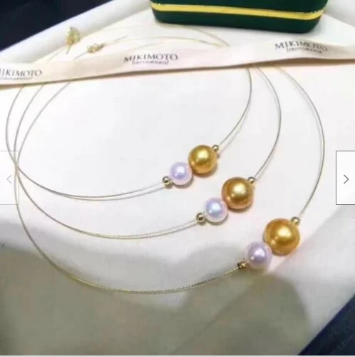 Великолепное круглое Золотое жемчужное ожерелье AAAAA 10-11 мм с подвеской в